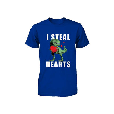 I Steal Hearts Funny Valentines Day Dinosaur T-Rex Boys Youth-Youth Shirt-