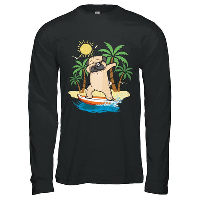 Summer Vacation Dabbing Pug Surfing Surfboard Gift-T-Shirt & Hoodie-Long Sleeve T-Shirt-Black