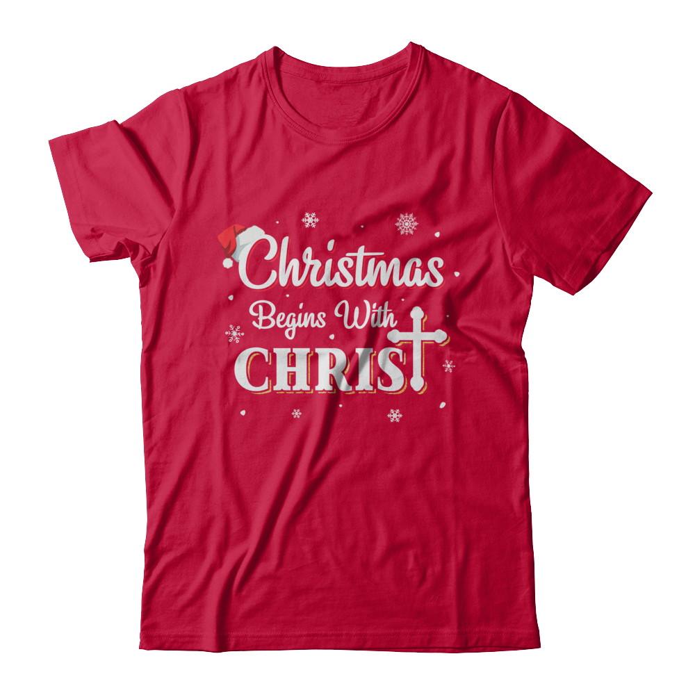 Christmas Begins With Christ Merry Christmas Christian-T-Shirt & Sweatshirt-Classic T-Shirt-Red