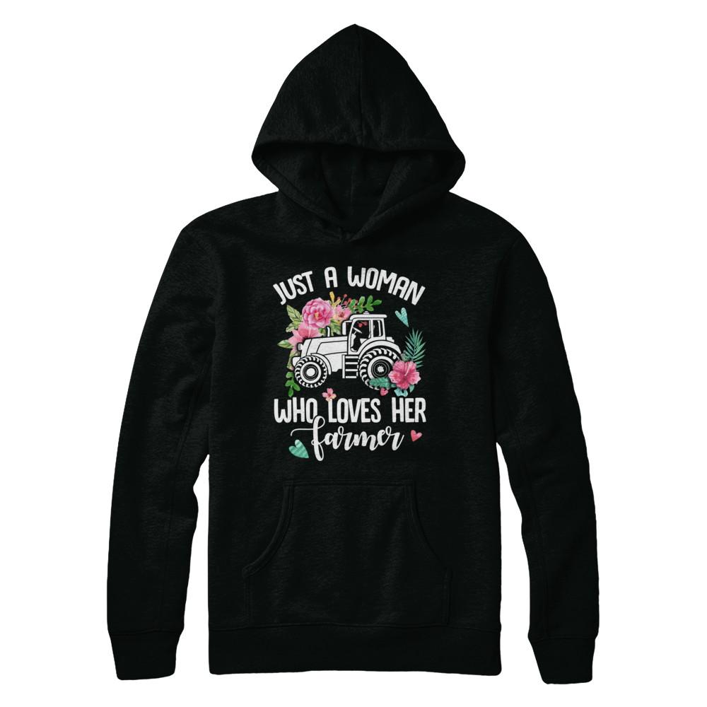 Just A Woman Who Loves Her Farmer-T-Shirt & Hoodie-Pullover Hoodie-Black