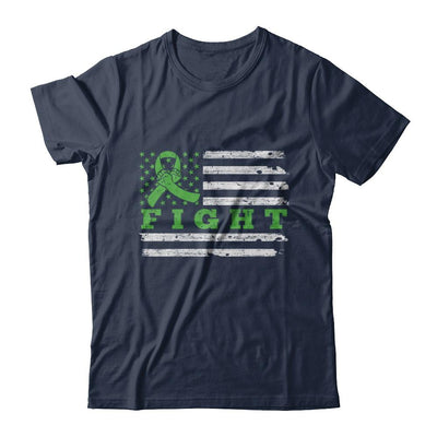 Fight Green Ribbon US Flag Liver Lymphoma Cancer Awareness-T-Shirt & Hoodie-Classic T-Shirt-Navy