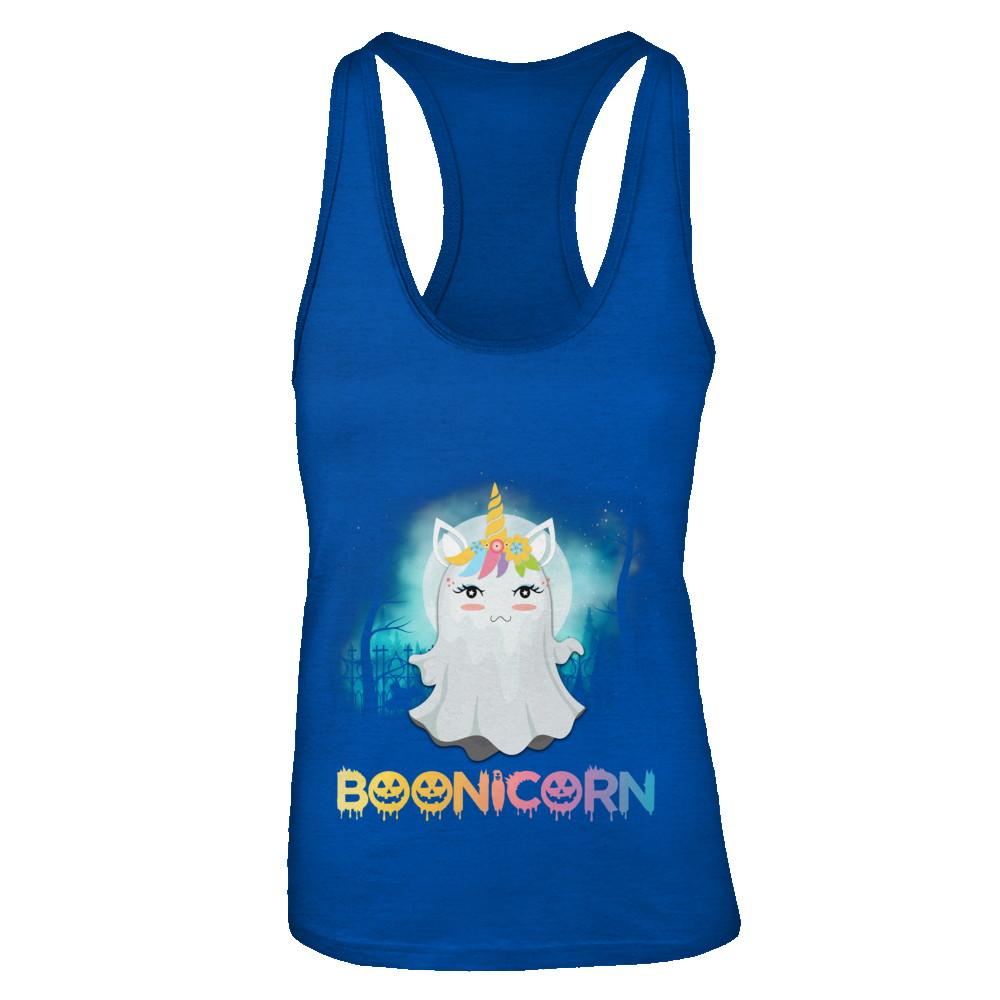 Boonicorn Ghost Unicorn Halloween Girls-T-Shirt & Tank Top-Women's Ideal Racerback Tank-Royal