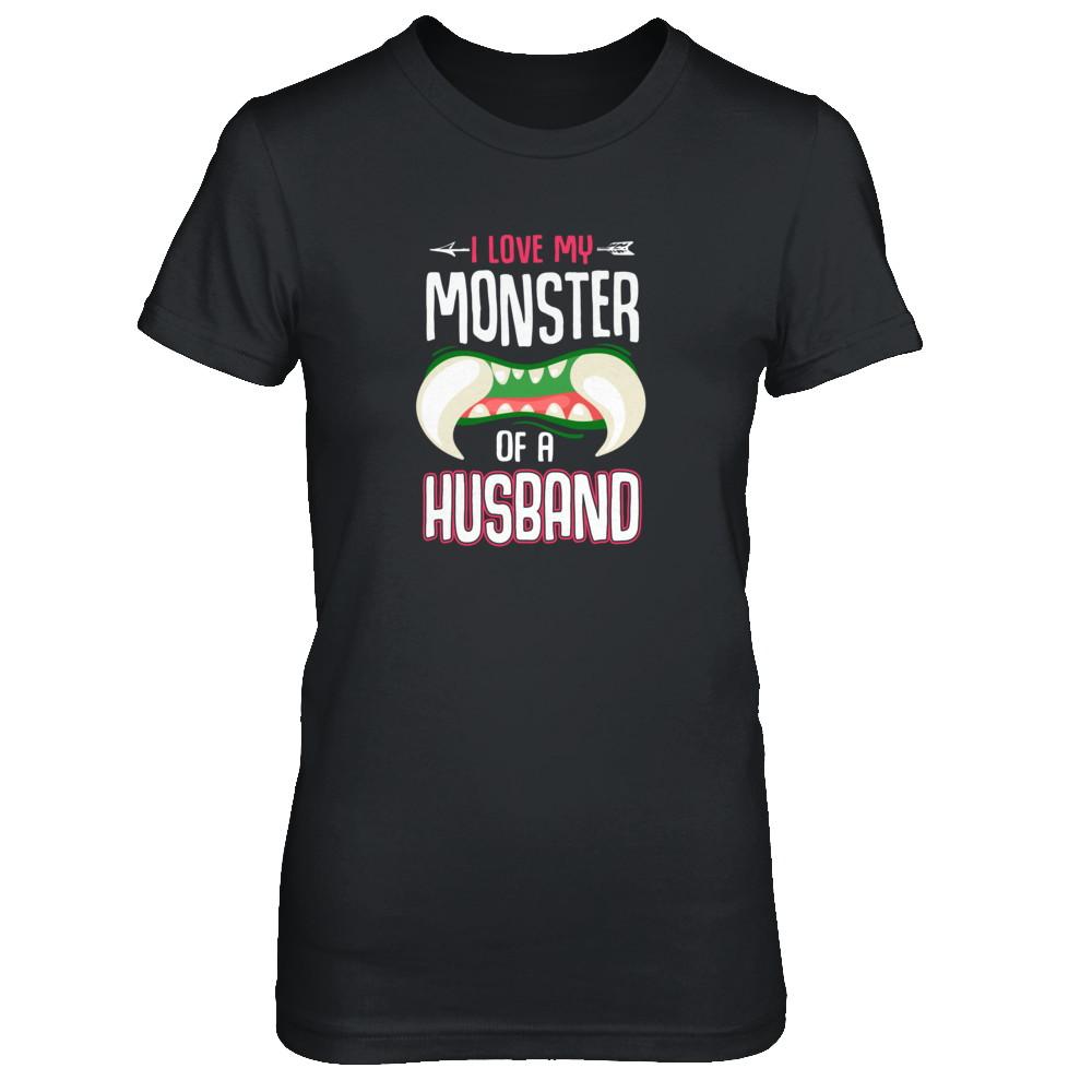 Monster Of A Husband Funny Couples Halloween-T-Shirt & Tank Top-Women's T-Shirt-Black