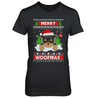 Yorkie Merry Woofmas Ugly Christmas Sweater-T-Shirt & Sweatshirt-Women's T-Shirt-Black