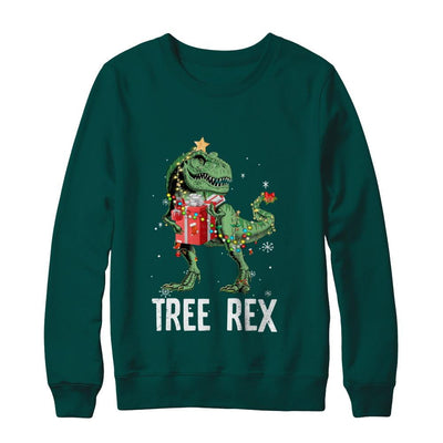 Christmas Tree For Kids Boys T Rex Dinosaur Xmas Gifts-T-Shirt & Sweatshirt-Crewneck Sweatshirt-Deep Forest