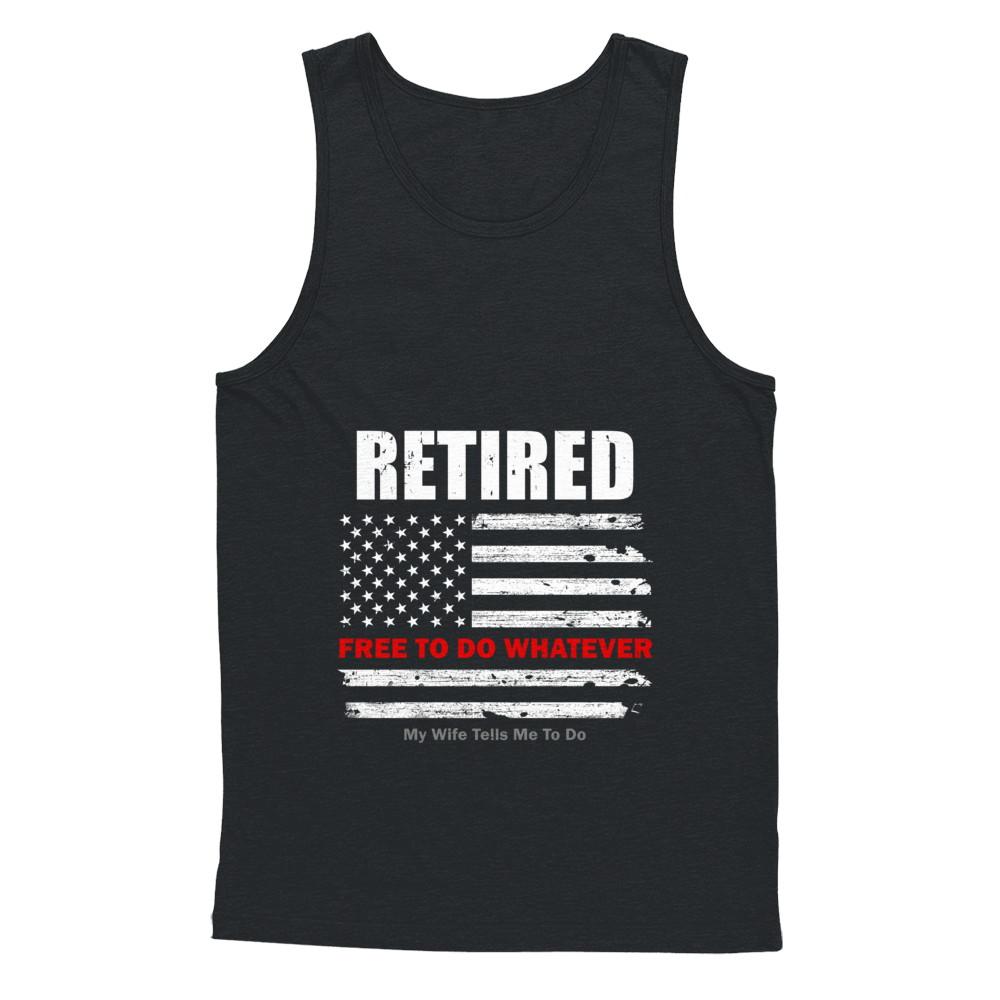 Retired Free to Do Whatever Thin Red Line Firefighter-T-Shirt & Hoodie-Unisex Tank-Black