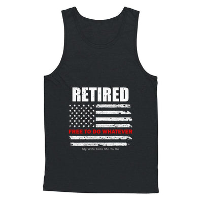 Retired Free to Do Whatever Thin Red Line Firefighter-T-Shirt & Hoodie-Unisex Tank-Black