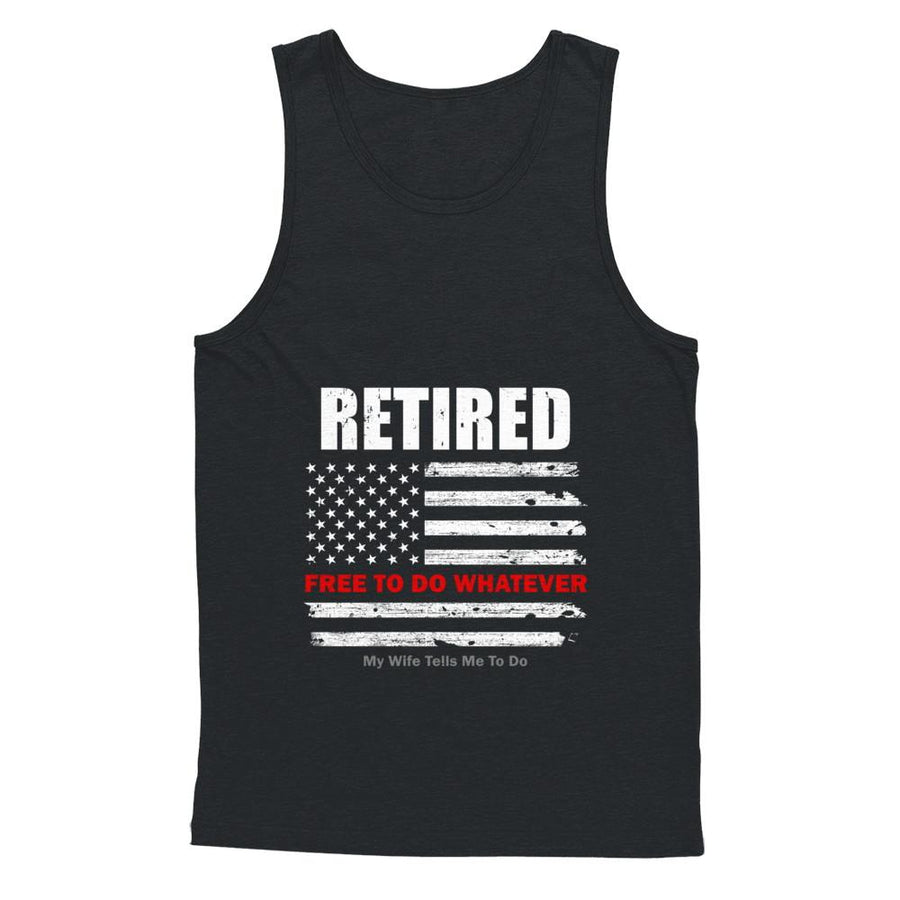Retired Free to Do Whatever Thin Red Line Firefighter-T-Shirt & Hoodie-Unisex Tank-Black