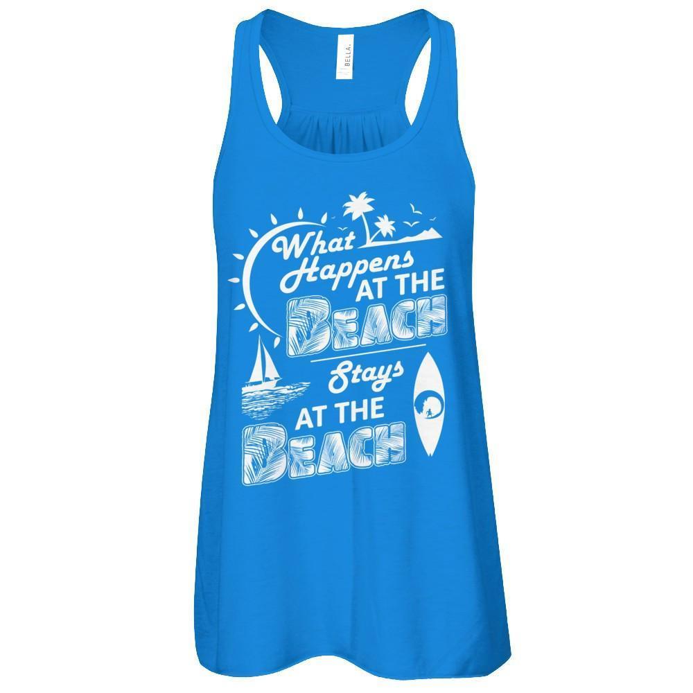 What Happens At The Beach Stays At The Beach-T-Shirt & Tank Top-Women's Flowy Racerback Tank-True Royal