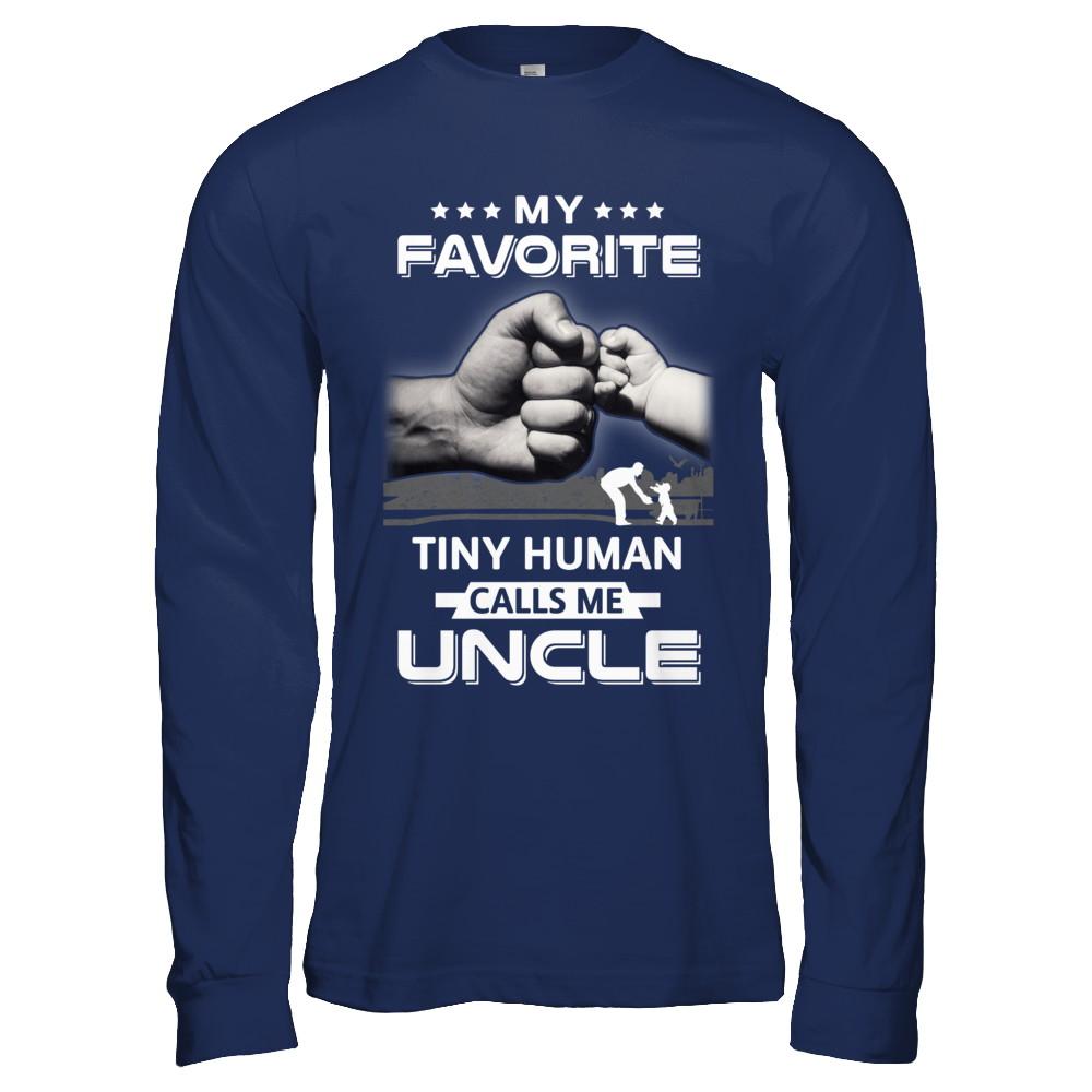 My Favorite Tiny Human Calls Me Uncle-T-Shirt & Hoodie-Long Sleeve T-Shirt-Navy