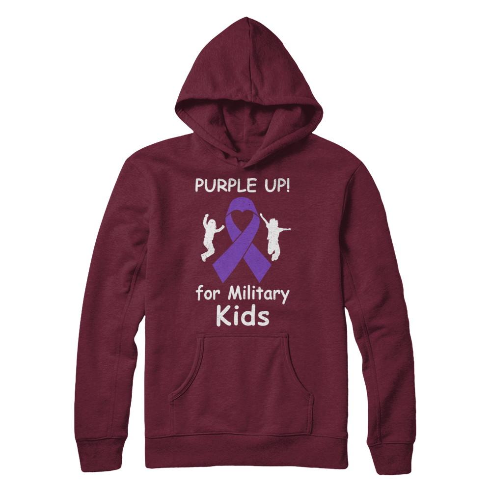 Purple Up For Month Of The Military Kids-T-Shirt & Hoodie-Pullover Hoodie-Maroon