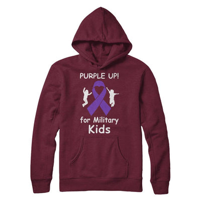 Purple Up For Month Of The Military Kids-T-Shirt & Hoodie-Pullover Hoodie-Maroon