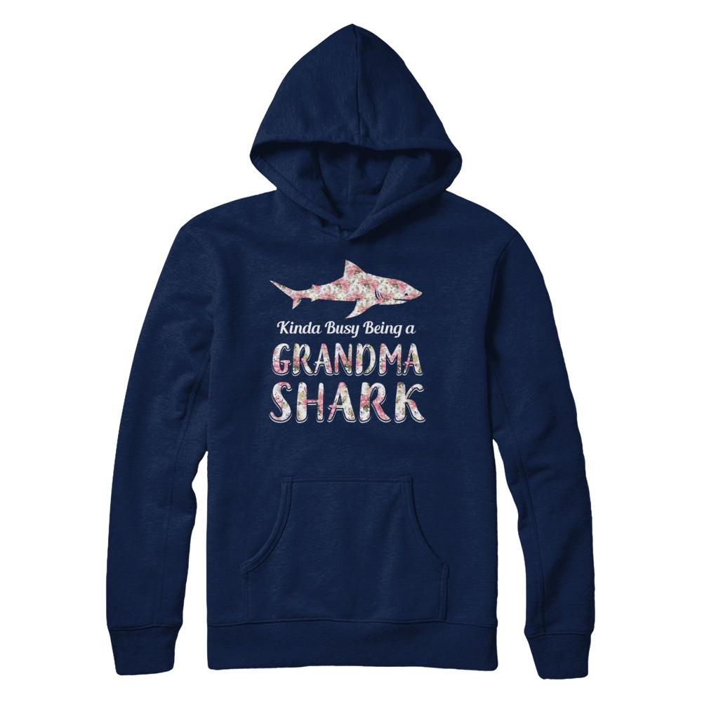 Grandma Shark Kinda Busy Being A Grandmashark-T-Shirt & Hoodie-Pullover Hoodie-Navy