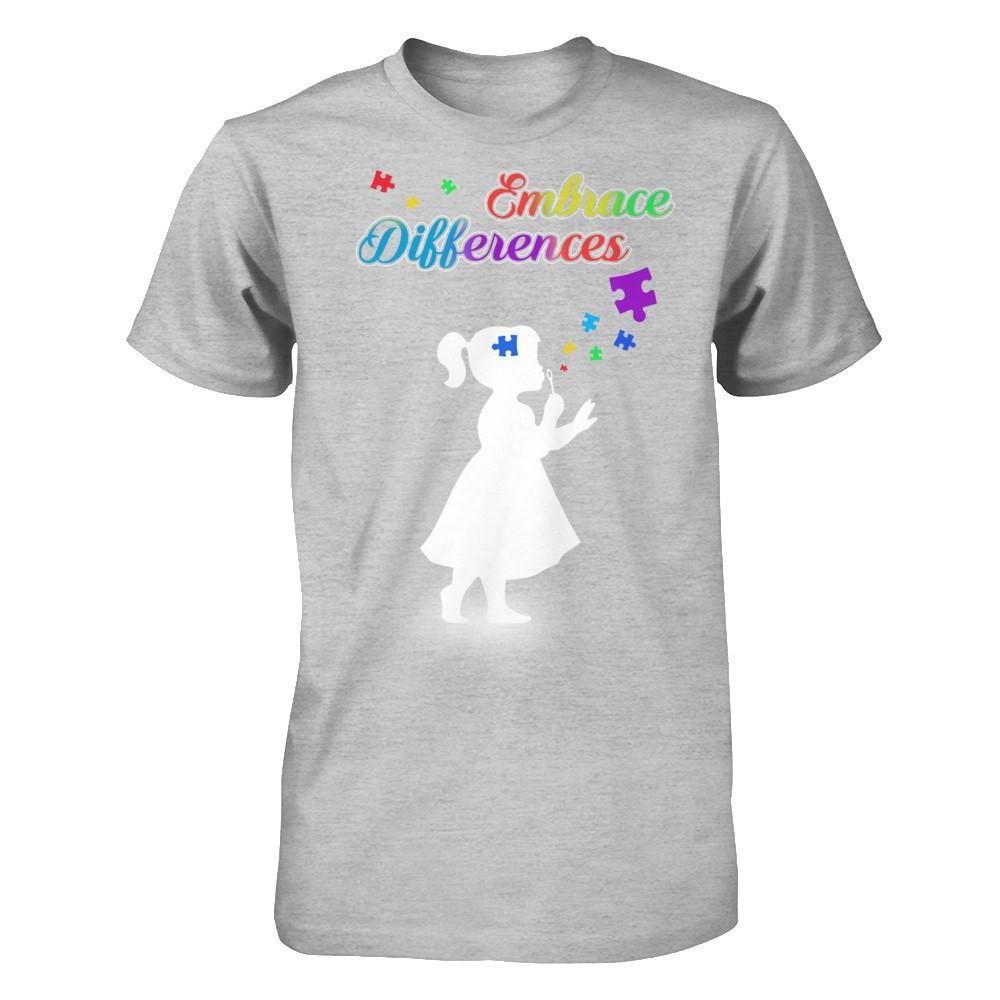 Autism Awareness Embrace Differences-T-Shirt & Hoodie-Premium T-Shirt-Heather Gray