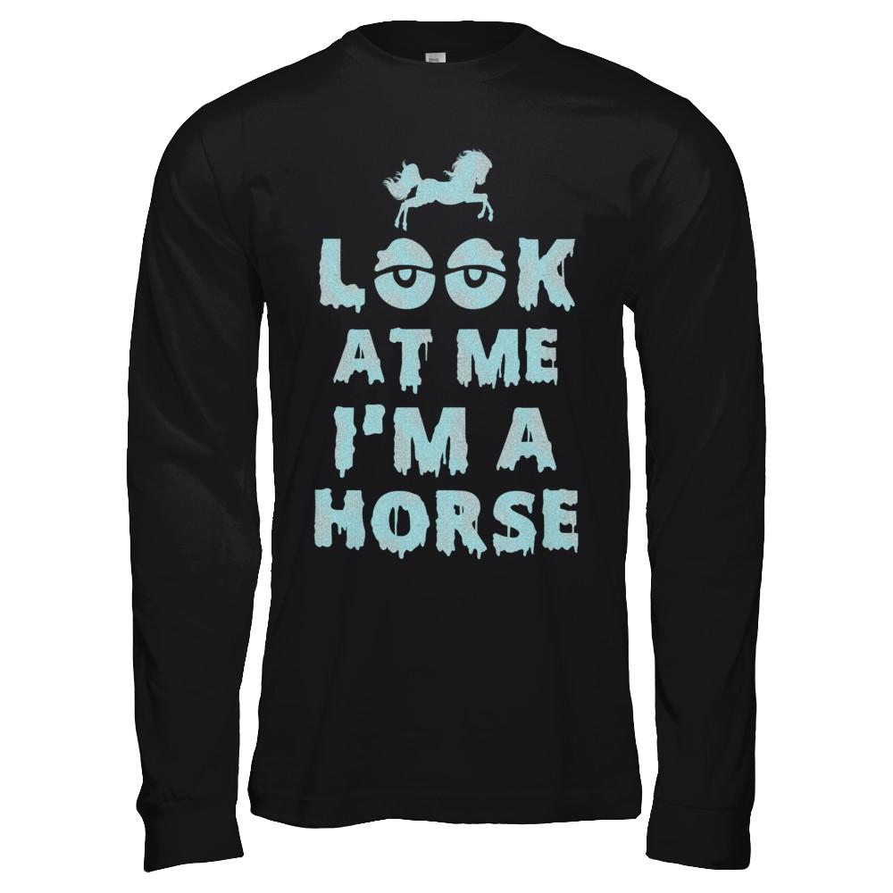 Look At Me I'm A Horse Halloween Costume-T-Shirt & Hoodie-Long Sleeve T-Shirt-Black
