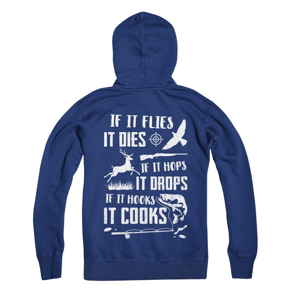 If It Flies If It Hops If It Hooks Funny Hunting Fishing-T-Shirt & Hoodie-Pullover Hoodie-Deep Royal