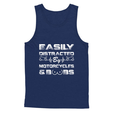 Easily Distracted By Motorcycles And Boobs-T-Shirt & Hoodie-Unisex Tank-Navy