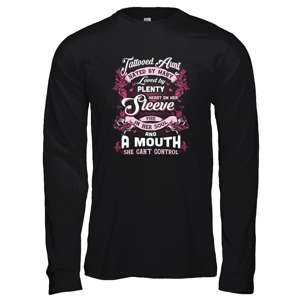 Tattooed Aunt Hated By Many Loved By Plenty Heart On Her Sleeve-T-Shirt & Tank Top-Long Sleeve T-Shirt-Black