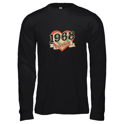 Vintage Retro Classic Heart Made In 1968-T-Shirt & Tank Top-Long Sleeve T-Shirt-Black