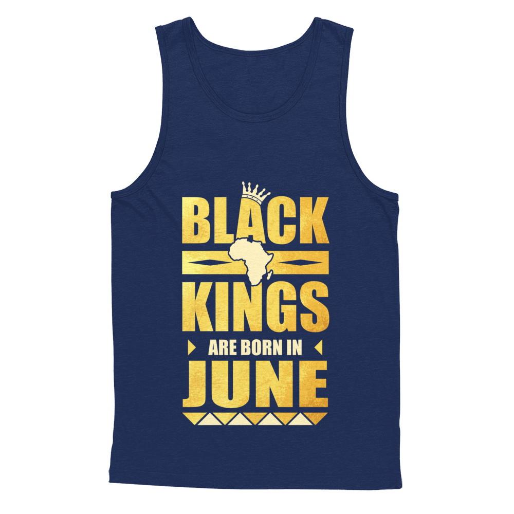 Black Kings Are Born In June Birthday-T-Shirt & Hoodie-Unisex Tank-Navy