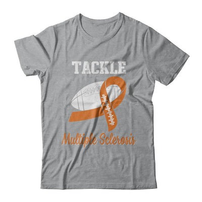 Football Survivor Tackle Orange Multiple Sclerosis Awareness-T-Shirt & Hoodie-Classic T-Shirt-Sport Grey