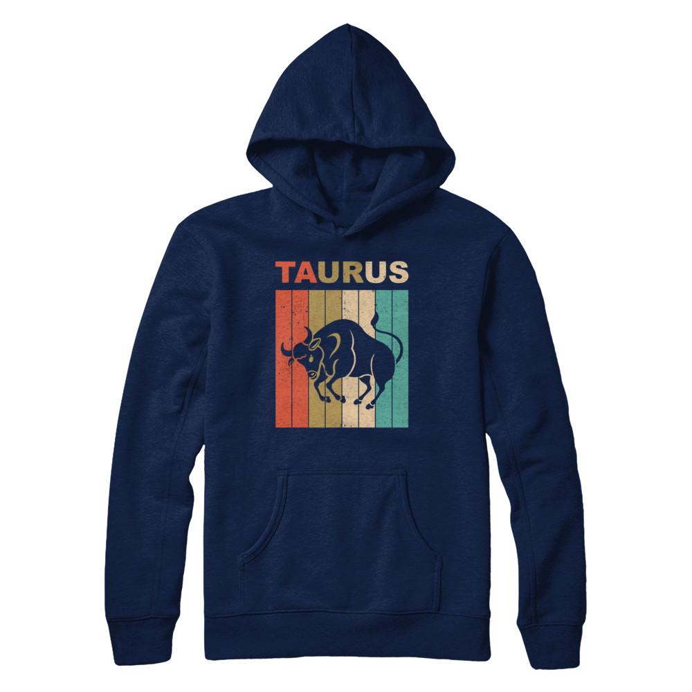 Vintage Taurus Zodiac April May Birthday Gift-T-Shirt & Hoodie-Pullover Hoodie-Navy