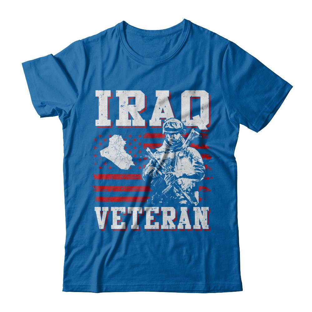 Iraq Veteran America Flag Distressed Vintage-T-Shirt & Hoodie-Classic T-Shirt-Royal