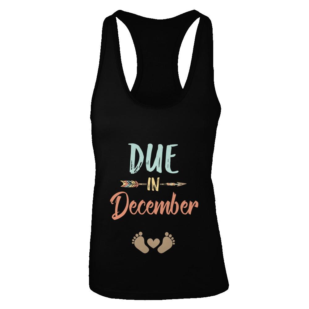 Due Date December 2021 Announcement Mommy Bump Pregnancy-T-Shirt & Tank Top-Women's Ideal Racerback Tank-Black