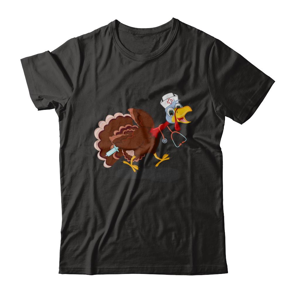 Nurse Turkey Funny Thanksgiving Day-T-Shirt & Hoodie-Premium T-Shirt-Black