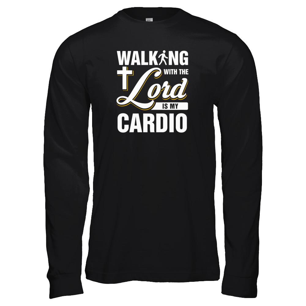 Walking With The Lord Is My Cardio-T-Shirt & Tank Top-Long Sleeve T-Shirt-Black