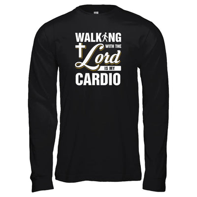 Walking With The Lord Is My Cardio-T-Shirt & Tank Top-Long Sleeve T-Shirt-Black