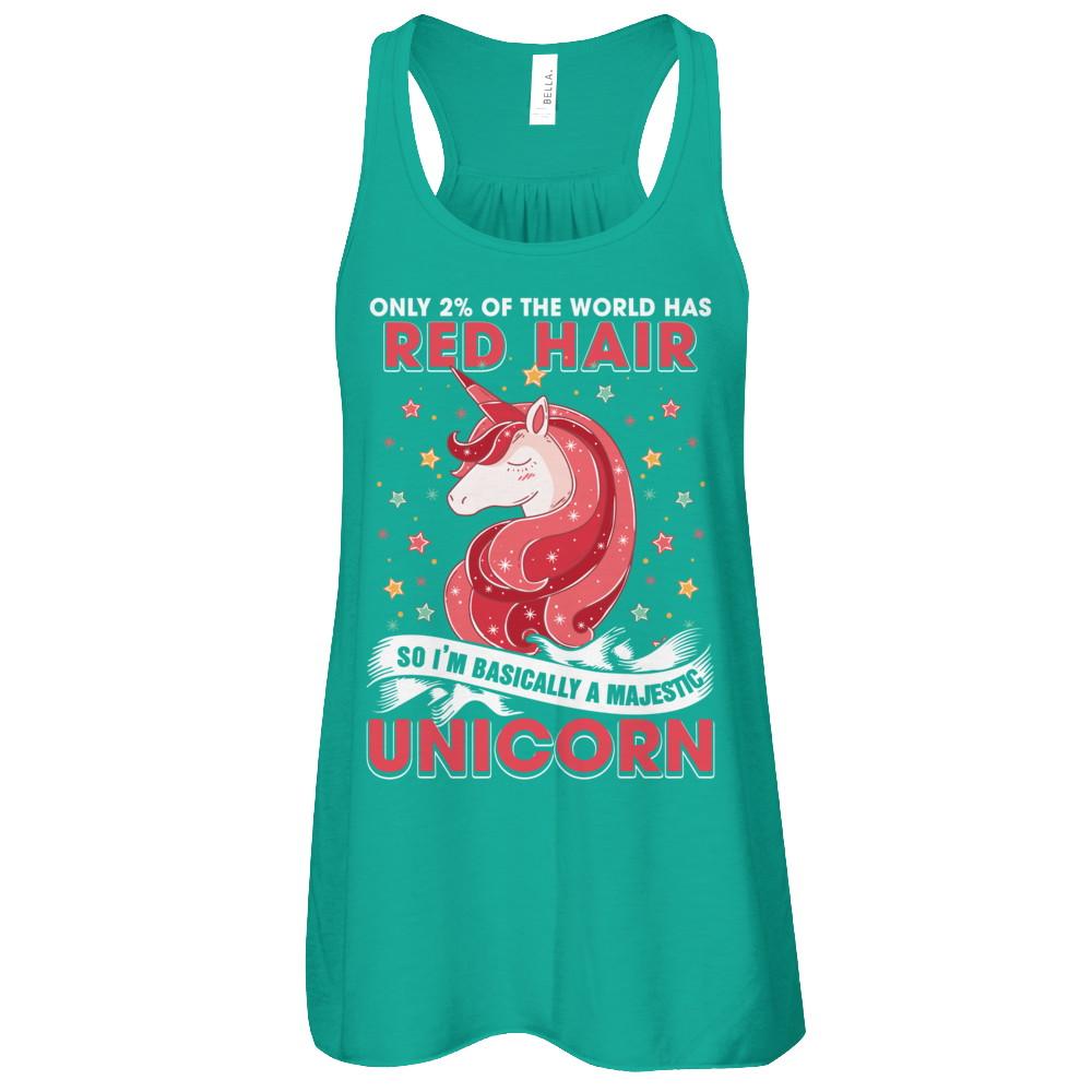 Only 2 Percent Of The World Has Red Hair Majestic Unicorn-T-Shirt & Tank Top-Women's Flowy Racerback Tank-Kelly