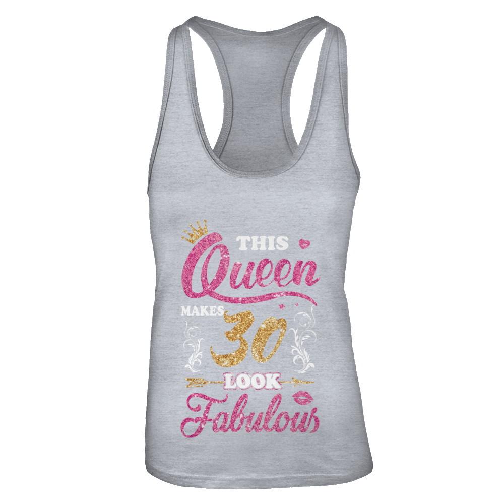 This Queen Makes 30 Look Fabulous 1991 30th Birthday-T-Shirt & Tank Top-Women's Ideal Racerback Tank-Heather Grey