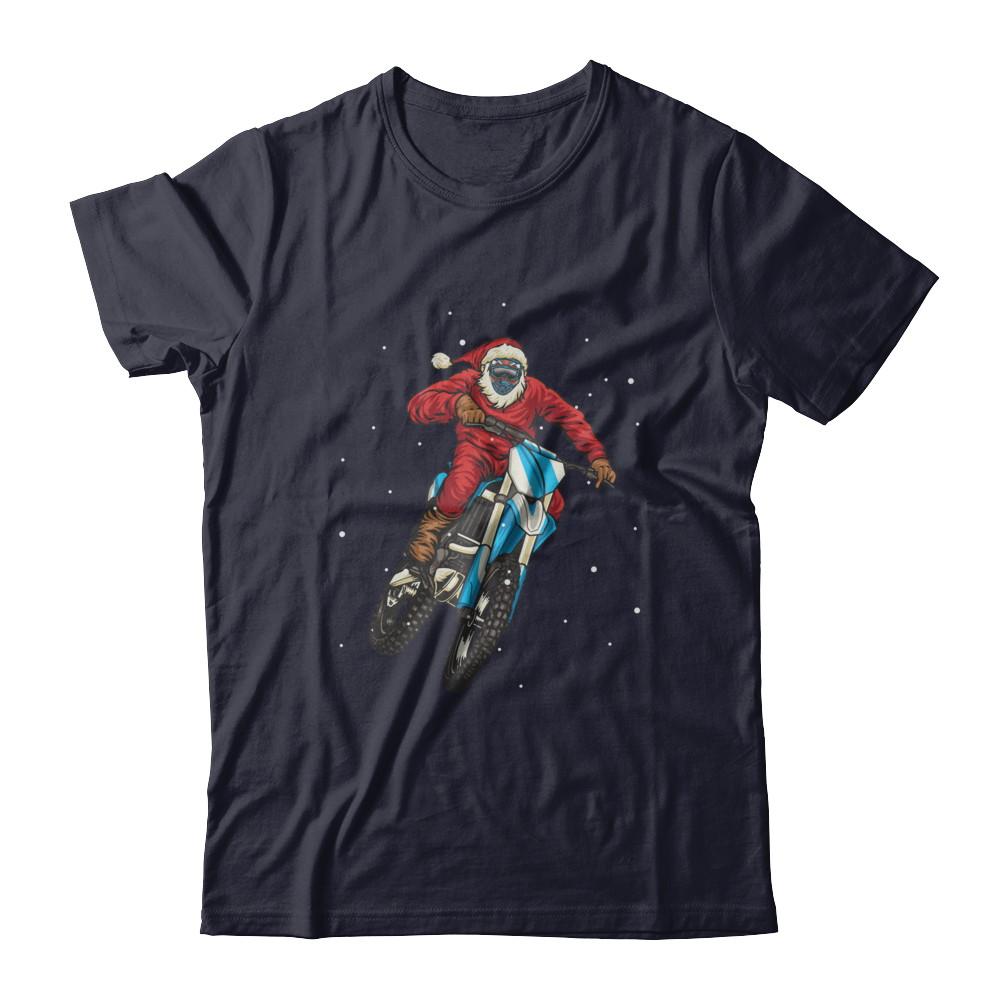 Motocross Christmas Santa Biker-T-Shirt & Sweatshirt-Premium T-Shirt-Midnight Navy