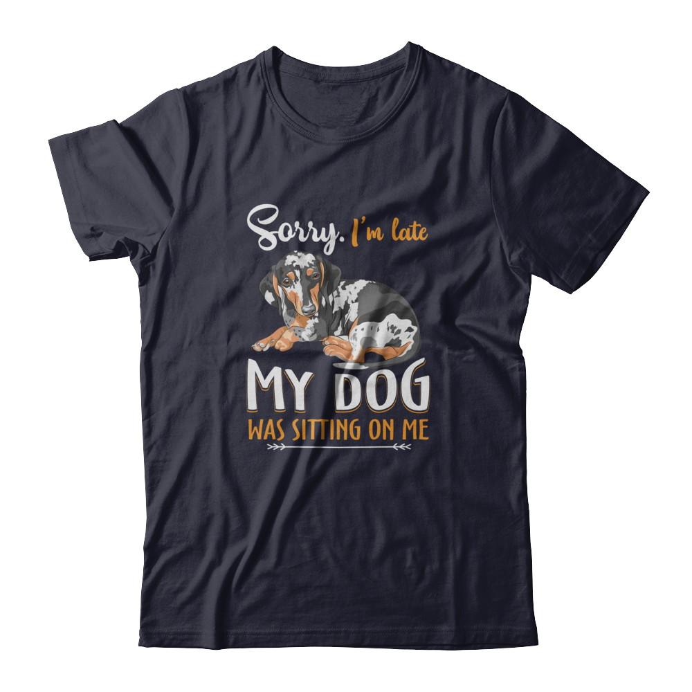Sorry I'm Late My Dachshund Was Sitting On Me Funny Dog-T-Shirt & Tank Top-Premium T-Shirt-Midnight Navy