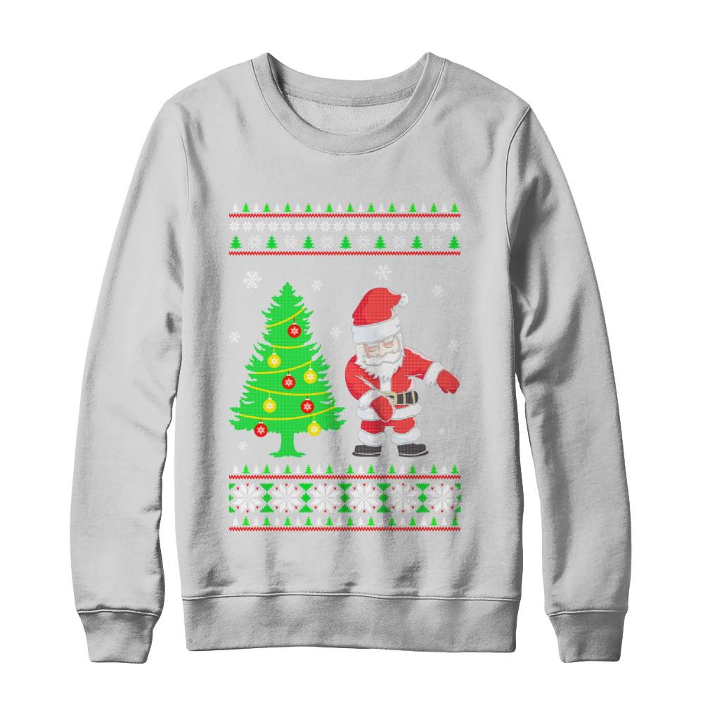 Floss Dance Flossing Santa Christmas Ugly Sweater-T-Shirt & Sweatshirt-Crewneck Sweatshirt-White