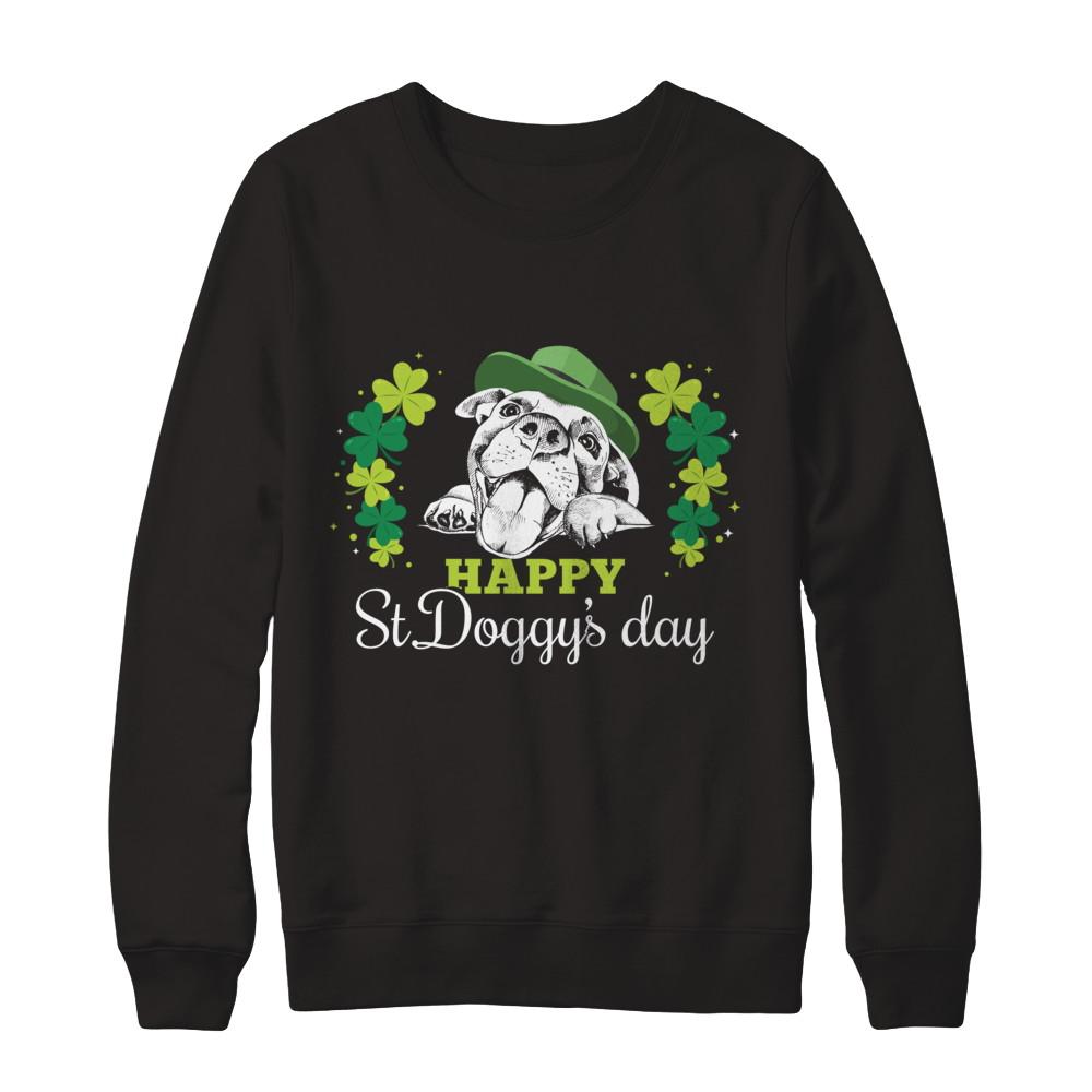 Happy St Doggy's Day Saint Patrick's Day Dog-T-Shirt & Hoodie-Crewneck Sweatshirt-Black