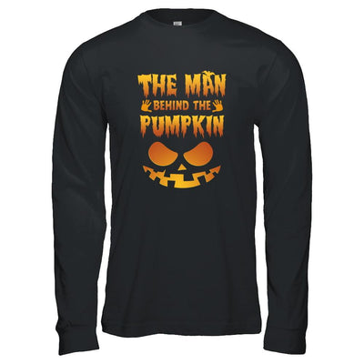 The Man Behind The Pumpkin Funny Pregnant Halloween-T-Shirt & Tank Top-Long Sleeve T-Shirt-Black
