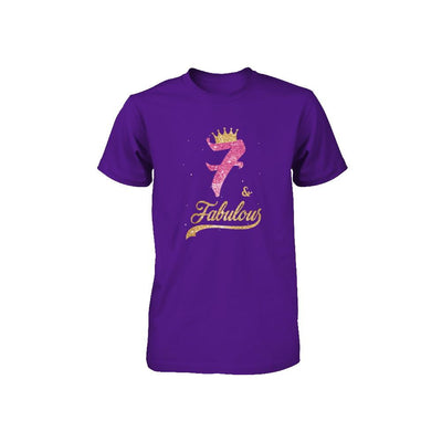 7Th And Fabulous Seven Birthday Youth-Youth Shirt-Youth T-Shirt-Team Purple
