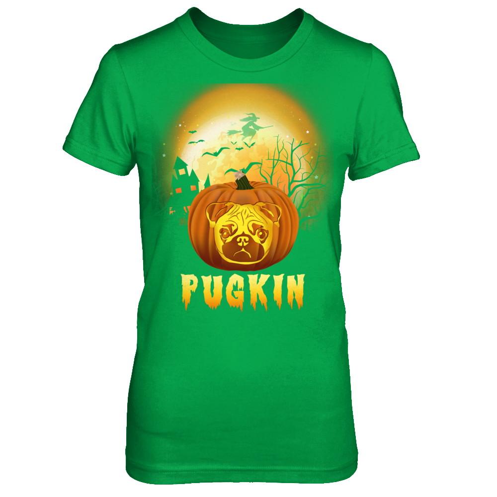 Halloween Pugkin Funny Pumpkin Pug-T-Shirt & Hoodie-Women's T-Shirt-Irish Green