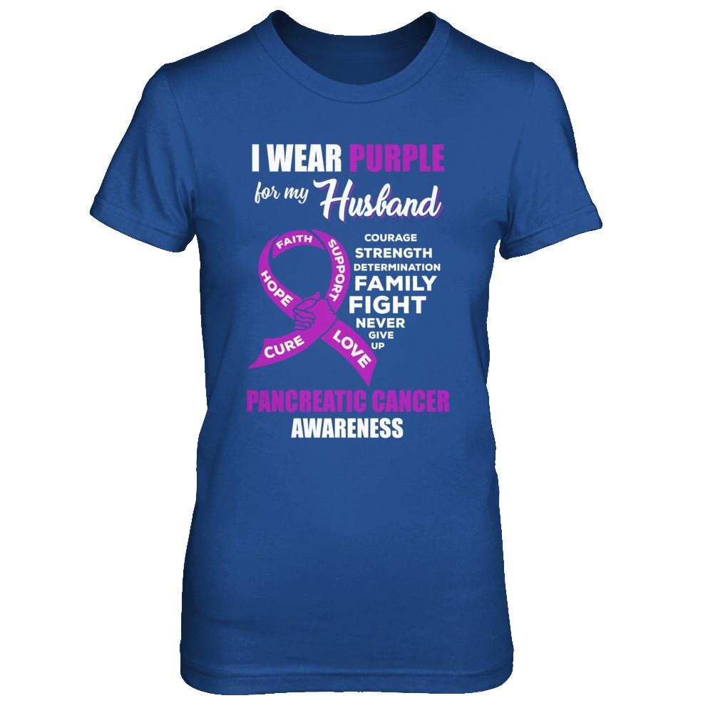 Pancreatic Cancer I Wear Purple For My Husband Wife-T-Shirt & Hoodie-Women's T-Shirt-Royal