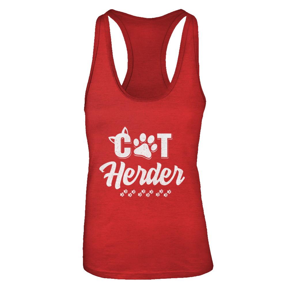 Cat Herder Funny Herding Cats Gift-T-Shirt & Tank Top-Women's Ideal Racerback Tank-Red