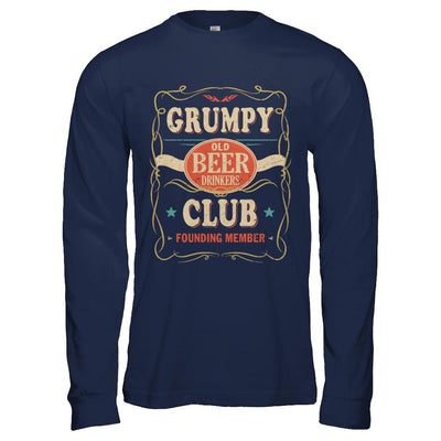 Grumpy Old Beer Drinkers Club Founding Member Fathers Day-T-Shirt & Hoodie-Long Sleeve T-Shirt-Navy