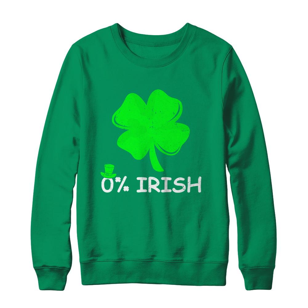 0% Irish Vintage St Patrick's Day-T-Shirt & Hoodie-Crewneck Sweatshirt-Irish Green