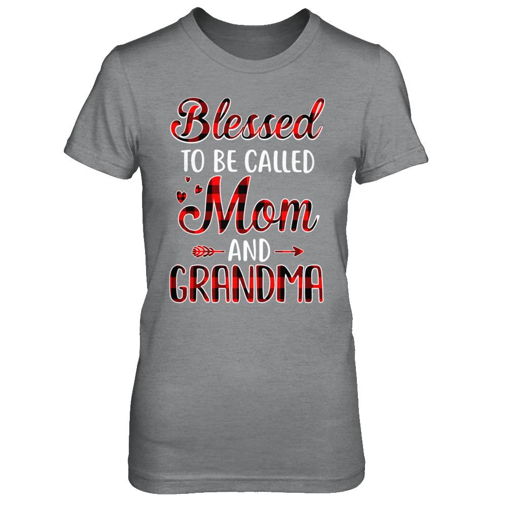 Red Buffalo Plaid Blessed To Be Called Mom And Grandma-T-Shirt & Hoodie-Women's T-Shirt-Sport Grey