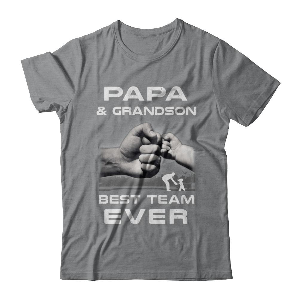 Papa And Grandson Best Team Ever Fathers Day-T-Shirt & Hoodie-Classic T-Shirt-Sport Grey