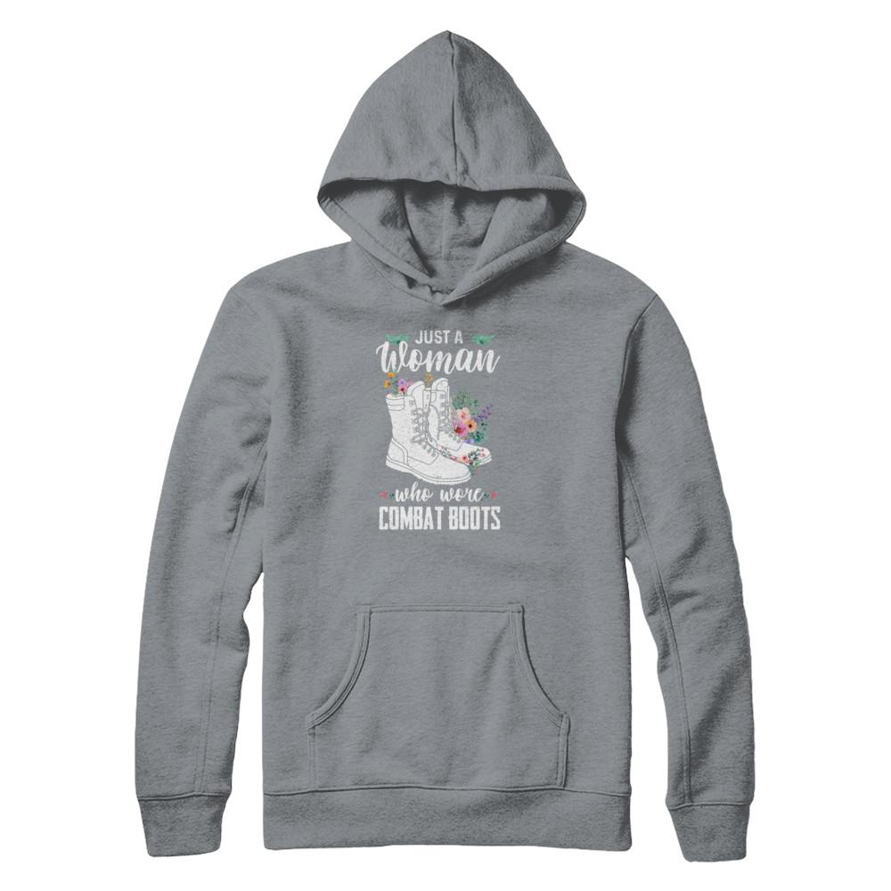 Just A Woman Who Wore Combat Boots Veteran-T-Shirt & Tank Top-Pullover Hoodie-Light Steel