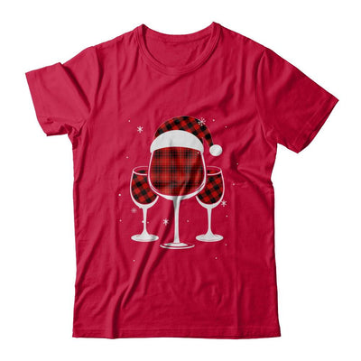 Red Plaid Buffalo Wine Santa Hat Christmas-T-Shirt & Sweatshirt-Classic T-Shirt-Red