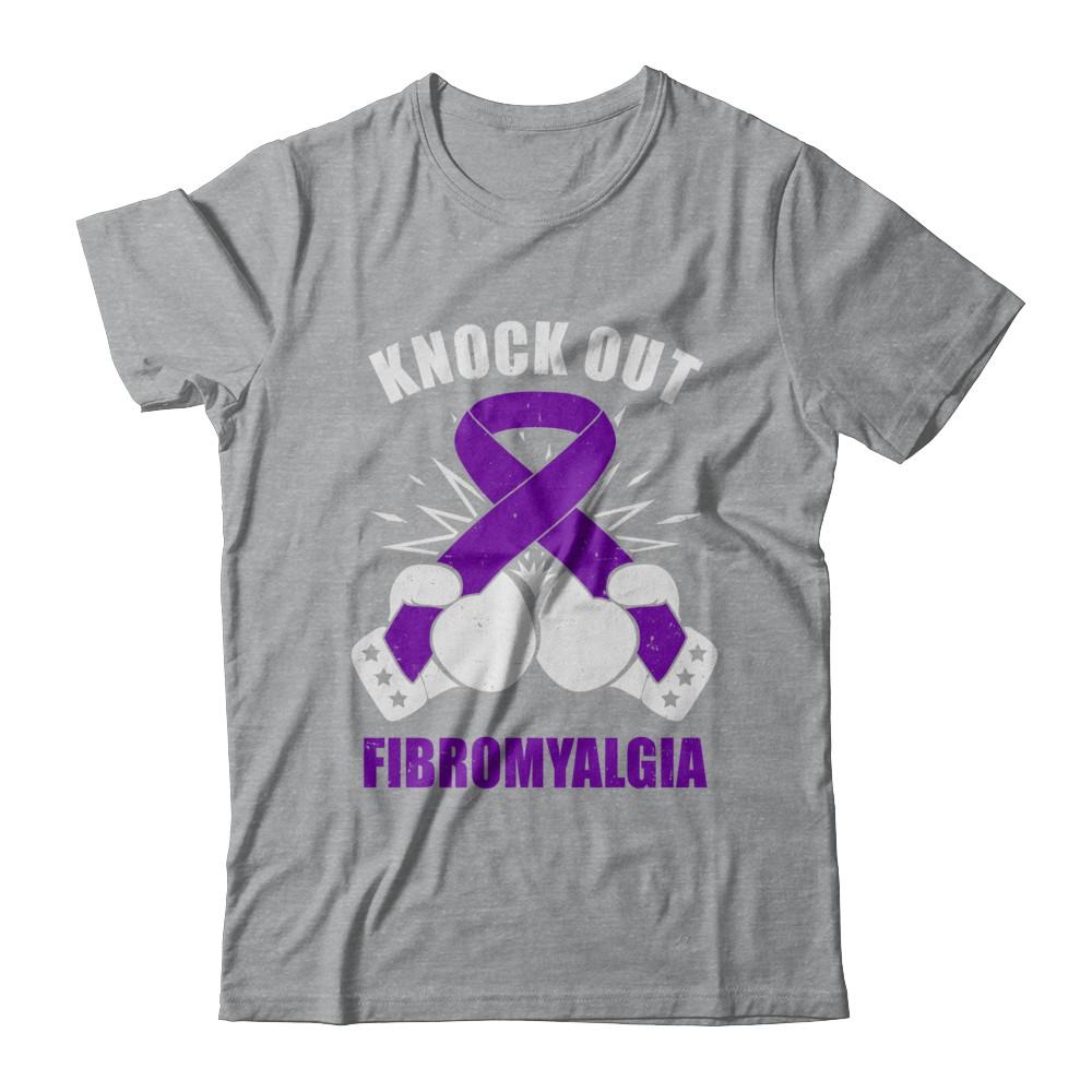 Boxing knock out Fibromyalgia Awareness Support-T-Shirt & Hoodie-Classic T-Shirt-Sport Grey