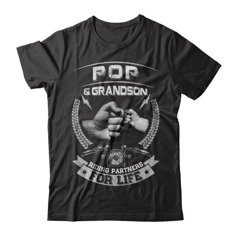 Motocross Pop And Grandson Riding Partners For Life-T-Shirt & Hoodie-Classic T-Shirt-Black